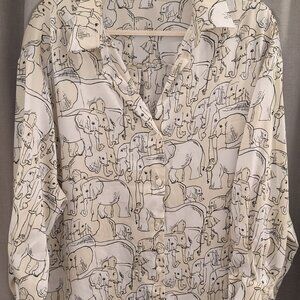 Zara Oversized Satin Printed Elephant Shirt Size M